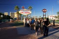 Tourists at Ã¢â¬ÅWelcome to Fabolous Las VegasÃ¢â¬Â sign